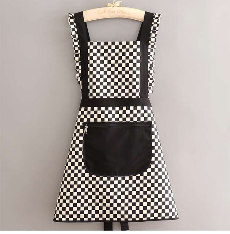 保育士 エプロン チェッカーフラッグ 市松模様 キッチン保育士 エプロン ブラック レッド ブラウン