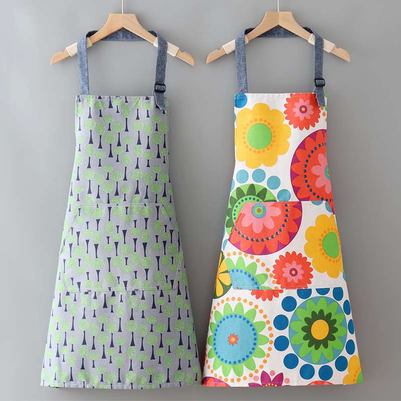 保育士 エプロン 四季 花柄 グレー グリーン レッド