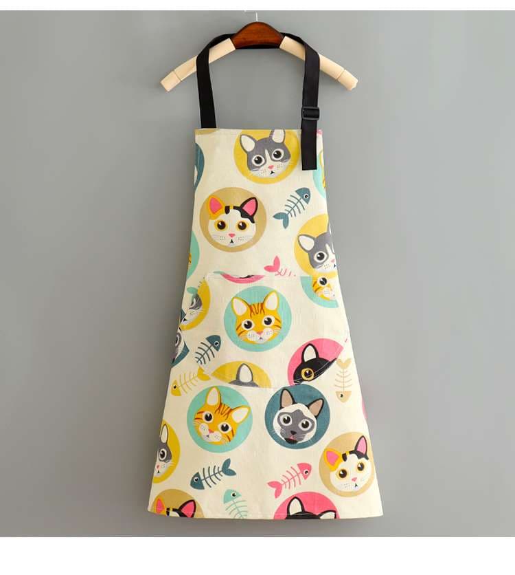 保育士 エプロン かわいい動物 うさぎ ねこ 動物柄 プリント 保育士 エプロンワンピースセット 袖付き イエロー オレンジ