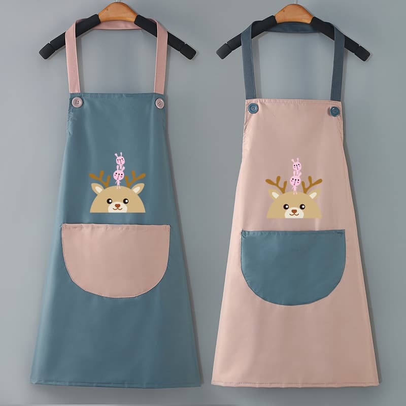 保育士エプロンキャラクター子鹿とお友達刺繍入り防水