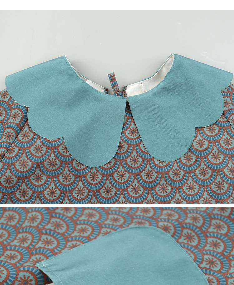 レトロ花柄プリント保育士 エプロンドレスセット