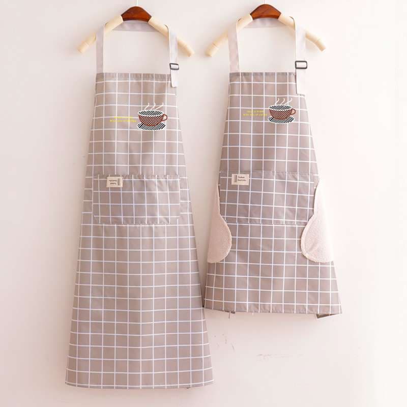 保育士 エプロン チェック柄 カフェ風 ペア 親子セット ブラック グレー レッド