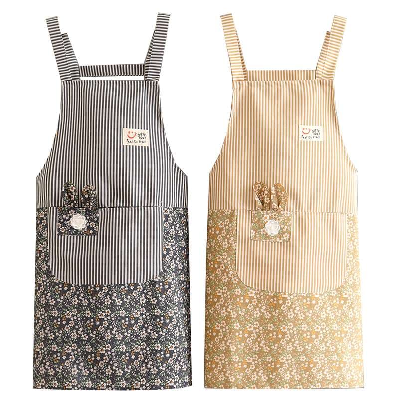 保育士 エプロン 花柄 ストライプ 保育士 エプロンドレス ブラック ベージュ