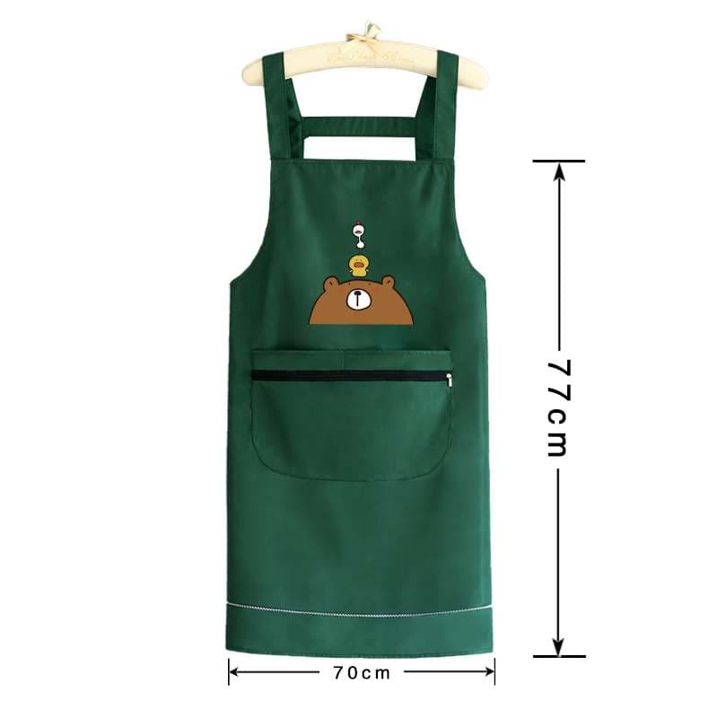 保育士 エプロンワンピース ポケット付き くま 3色展開 レッド グリーン ブラック