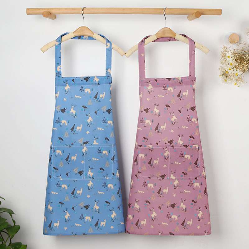 北欧風動物柄保育士 エプロン