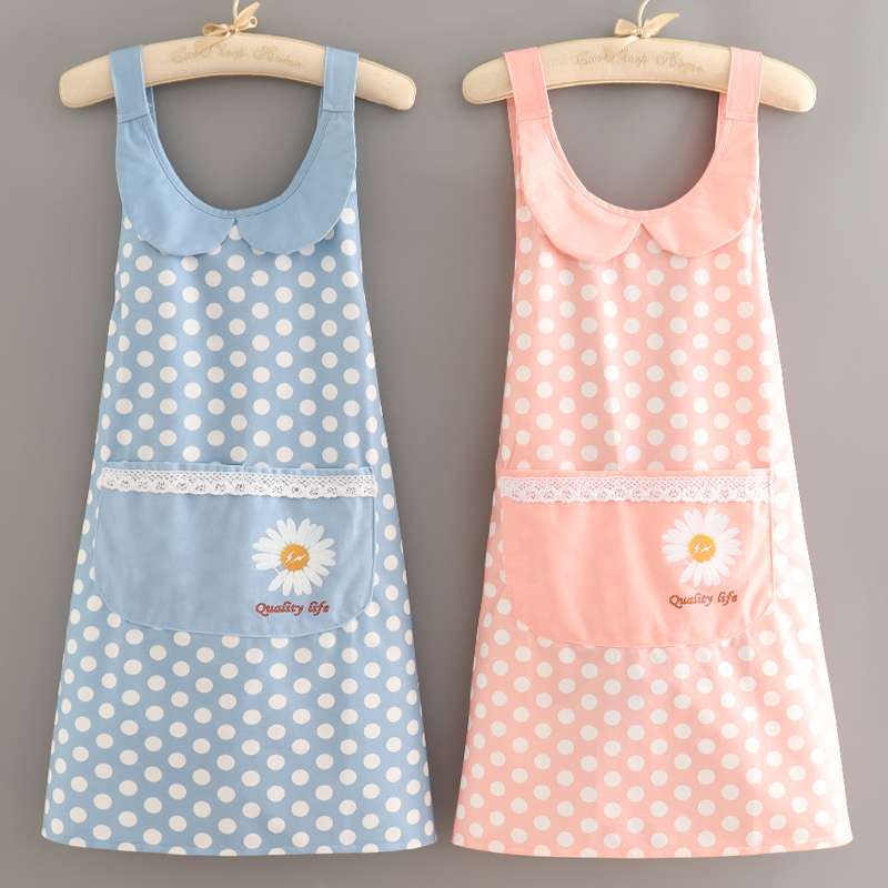 保育士 エプロン ポルカドット デイジー 水玉 花柄 保育士 エプロンドレス グリーン オレンジ ブルー ピンク