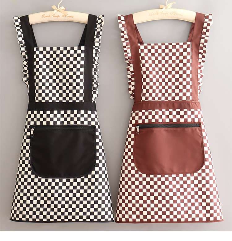 保育士 エプロン チェッカーフラッグ 市松模様 キッチン保育士 エプロン ブラック レッド ブラウン