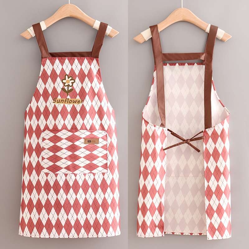保育士 エプロン サンフラワー チェック ワンピース ブラウン ピンク イエロー