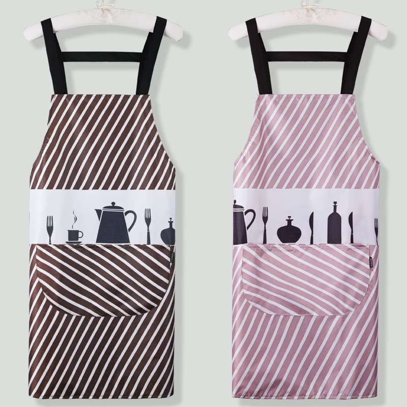 保育士エプロン北欧キッチン雑貨柄斜めストライプ