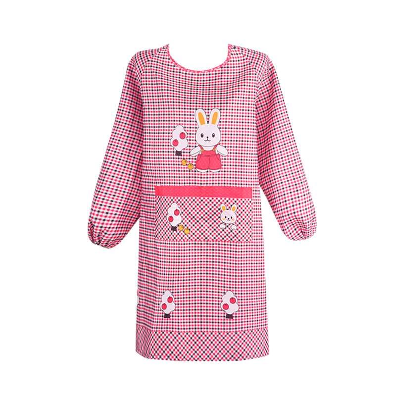 うさぎ柄ギンガムチェック保育士 エプロンワンピース