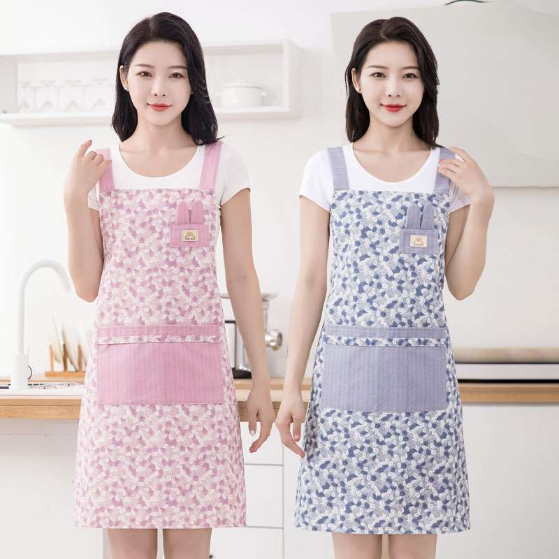 保育士 エプロン 花柄 ピンク グレー 2色