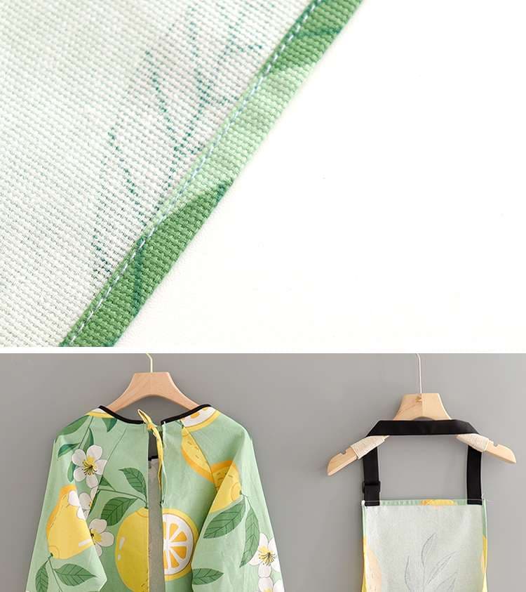 保育士 エプロン レモン柄 フルーツ フルーツガーデン 保育士 エプロンワンピース セット グリーン