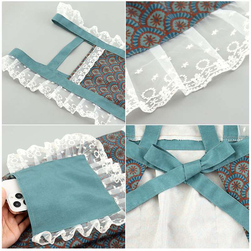 レトロ花柄プリント保育士 エプロンドレスセット