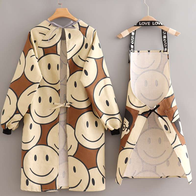 保育士 エプロン スマイル 保育士 エプロンワンピース セット ブラウン