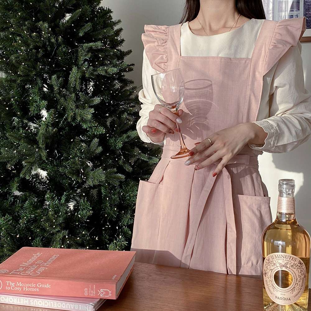 フリルデザイン 保育士 エプロンワンピース