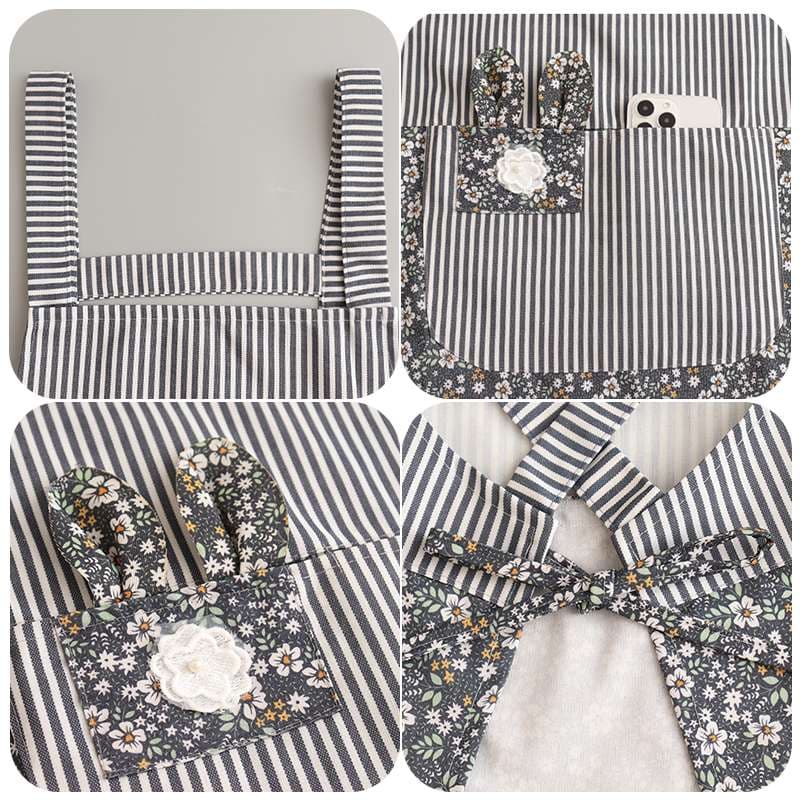 保育士 エプロン 花柄 ストライプ 保育士 エプロンドレス ブラック ベージュ