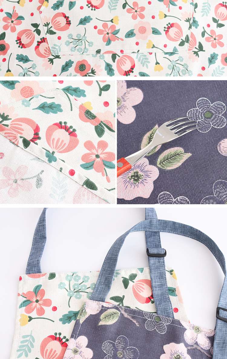 保育士 エプロン 四季 花柄 グレー グリーン レッド