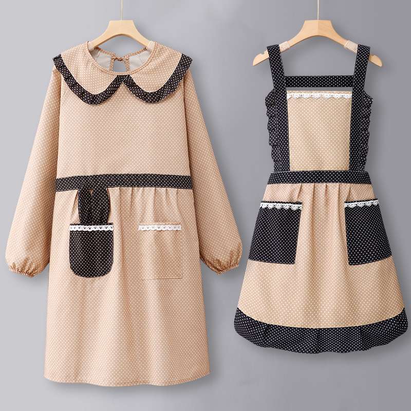 レトロ風ドット柄保育士 エプロンドレスセット